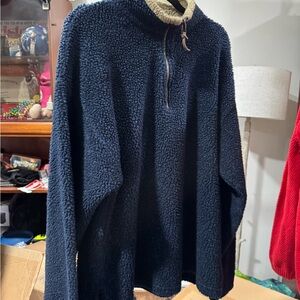 St. John's Bay Navy and Cream Zip-Up Sweater